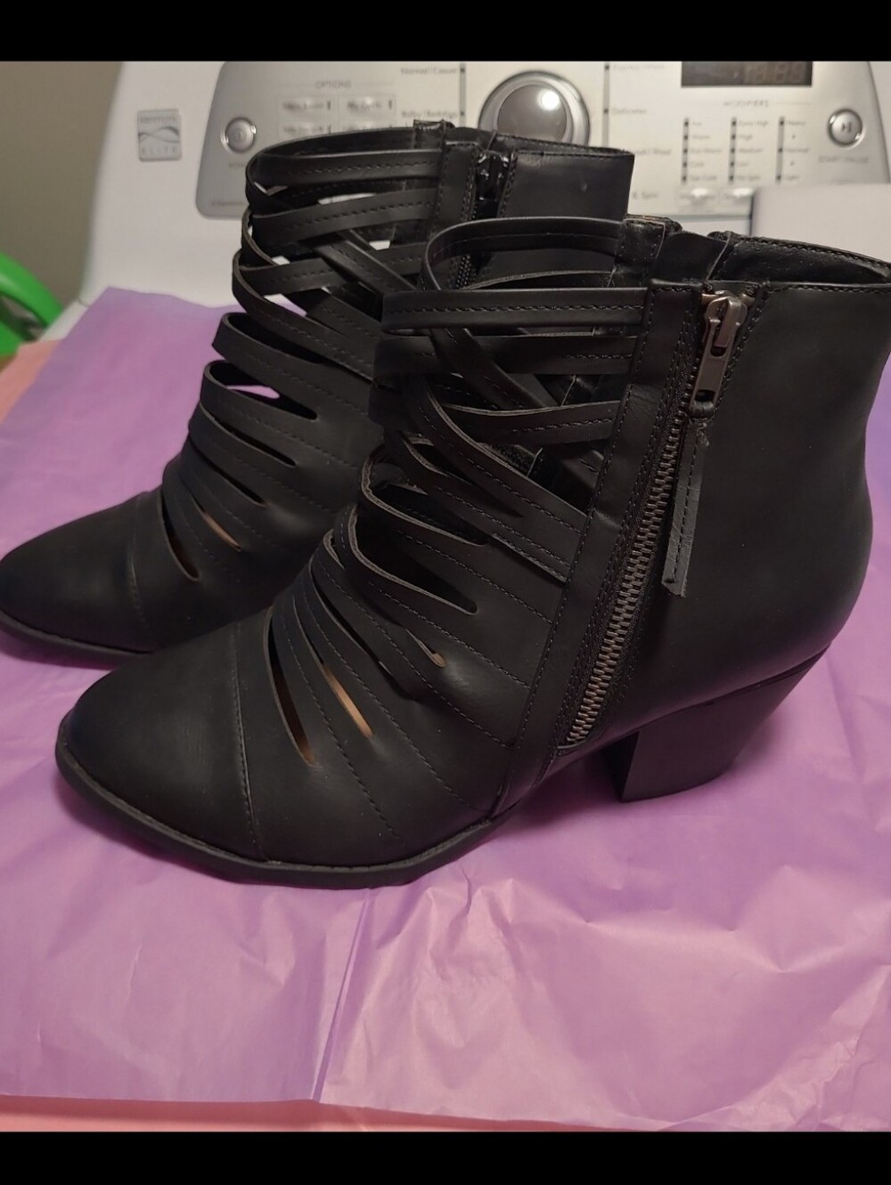 Torrid Black Strappy Cutout Ankle Booties with Side Zip 10